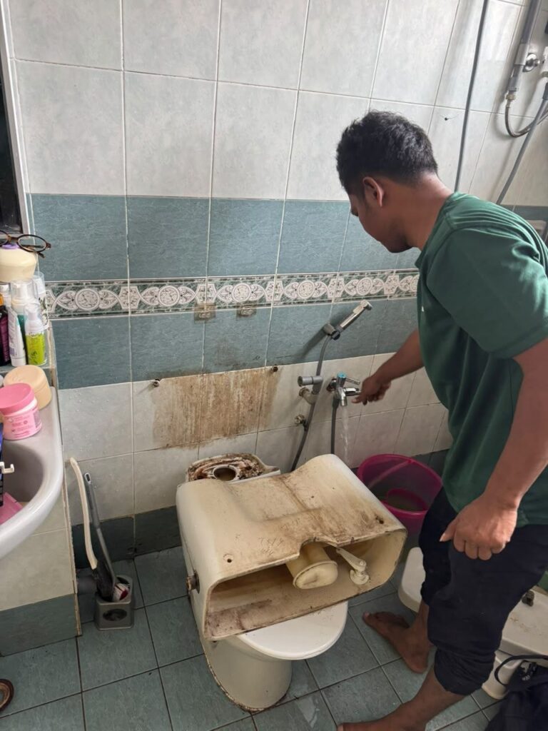 Old toilet cistern removed during a toilet replacement job in Taman Rimba Riang, Kota Damansara